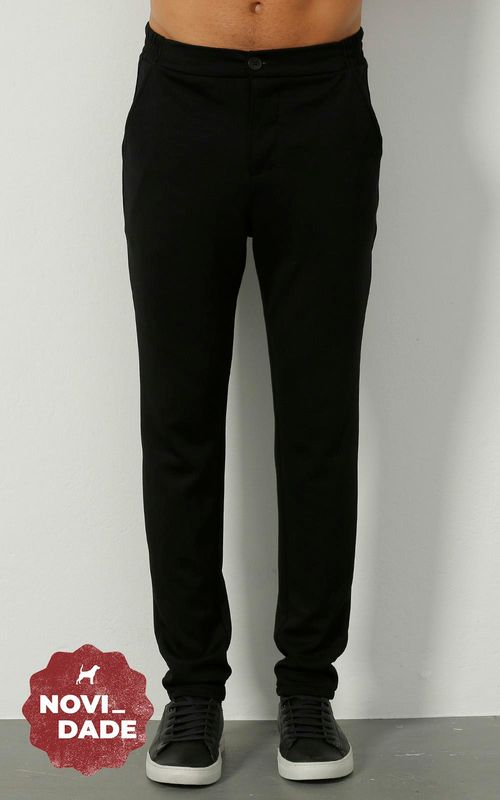 Calça Masculina Social Malha Reta - PRETO