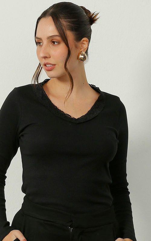 Camiseta Manga Longa Feminina - PRETO