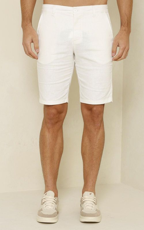 Bermuda Masculina Casual Linho - BRANCO