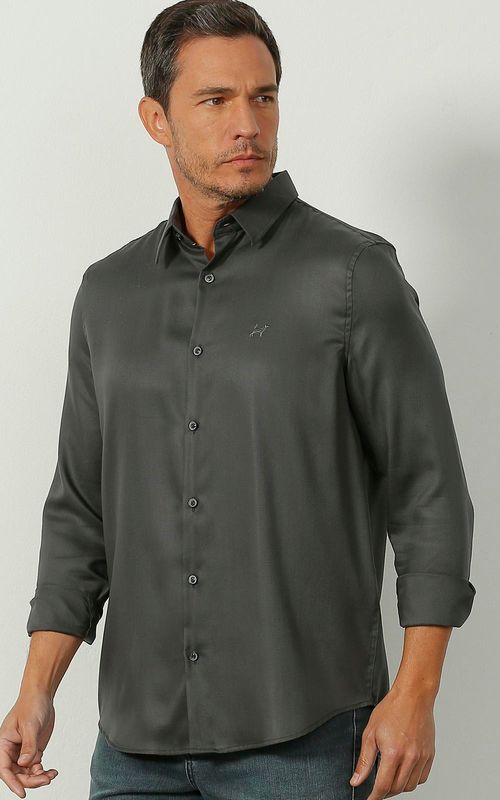 Camisa Manga Longa Comfort Sarja - PRETO