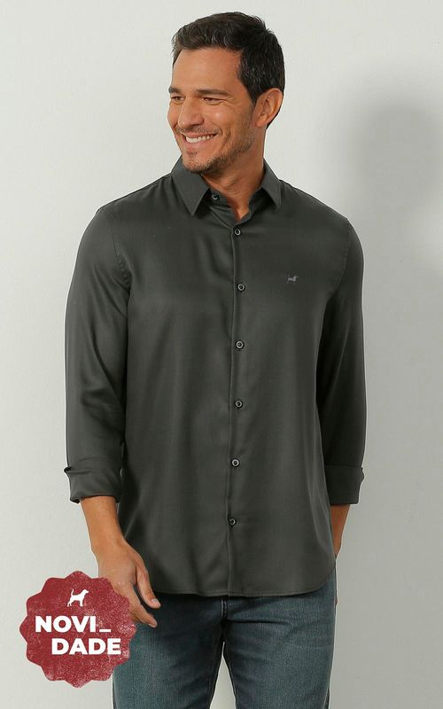 Camisa Manga Longa Comfort Sarja - PRETO