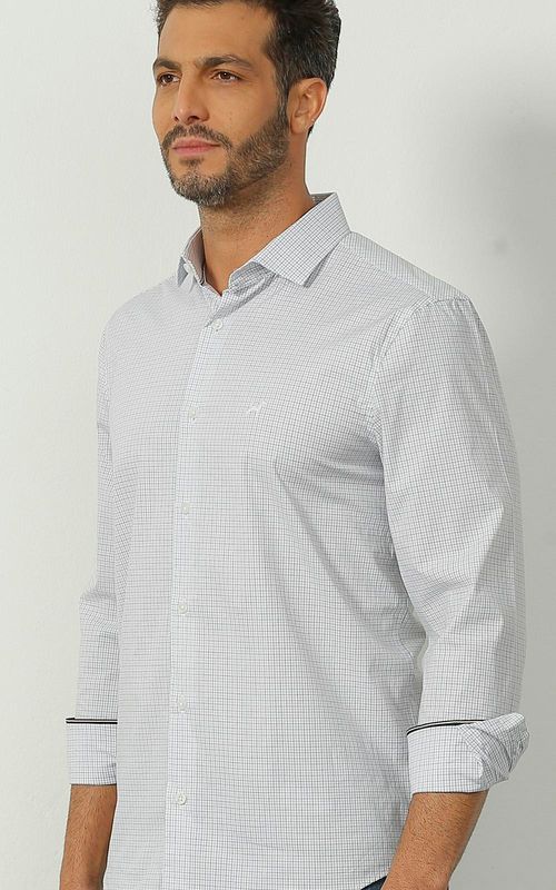Camisa ML masculina xadrez - XADREZ BRANCO