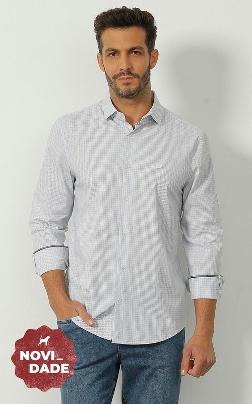 Camisa ML masculina xadrez - XADREZ BRANCO