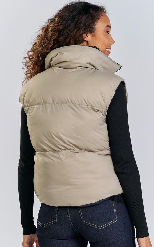 Colete Fem. puffer dupla face - PRETO