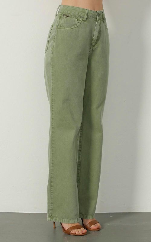 Calça Feminina Sarja Wide Leg - CACTOS