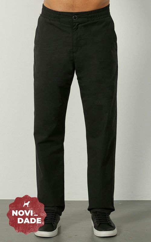 Calça Masculina Sarja Casual Slim - PRETO