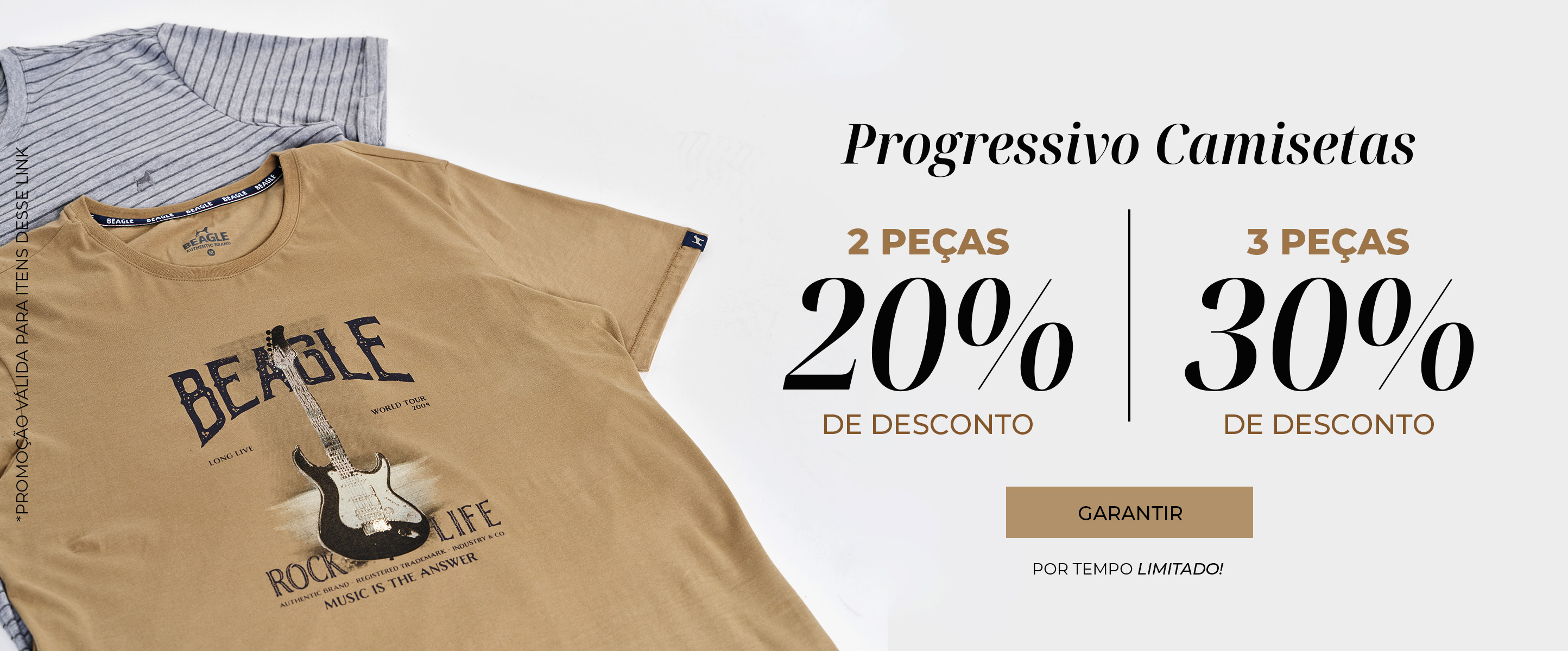 banner campanha de desconto progressivo de camisetas até 30%